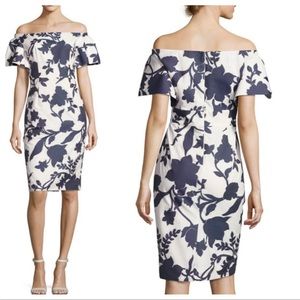 Milly Blue & White Floral Jacquard Dakota Dress
